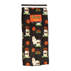 REESE'S Halloween Candy Oversized Plush Throw 60" x 70" Ghost RIP Jack o Lantern